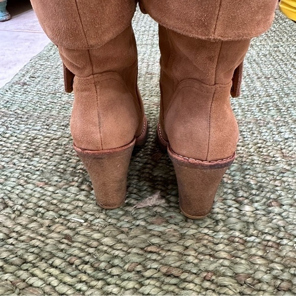 UGG Australia JOSIE Chestnut Convertible Cuff Suede High Heel Boots Size 6 - Picture 7 of 10